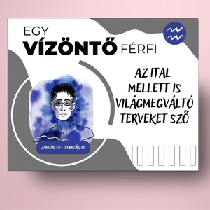 Horoszkópos öntapadós üveg címke - Vízöntő férfi - élelmiszer - alkoholos italok - Meska.hu