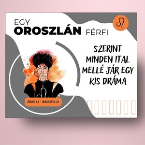 Horoszkópos öntapadós üveg címke - Oroszlán férfi - élelmiszer - alkoholos italok - Meska.hu