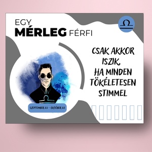 Horoszkópos öntapadós üveg címke - Mérleg férfi - élelmiszer - alkoholos italok - Meska.hu