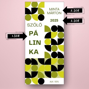 Szőlő pálinka - öntapadós üveg címke - minimalista stílusú - élelmiszer - alkoholos italok - Meska.hu