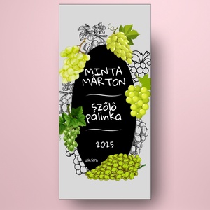 Szőlő pálinka - öntapadós üveg címke - modern szőlő rajzokkal - élelmiszer - alkoholos italok - Meska.hu