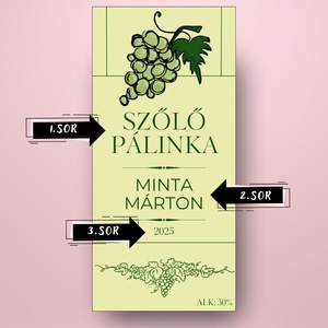 Szőlő pálinka - öntapadós üveg címke - rusztikus hatású - élelmiszer - alkoholos italok - Meska.hu