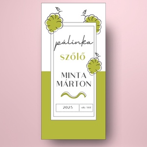 Szőlő pálinka - öntapadós üveg címke - vonalrajzolt minimalista grafikával - élelmiszer - alkoholos italok - Meska.hu