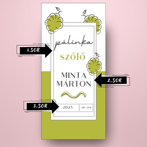 Szőlő pálinka - öntapadós üveg címke - vonalrajzolt minimalista grafikával - élelmiszer - alkoholos italok - Meska.hu