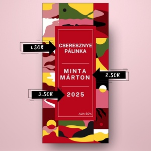 Cseresznye pálinka - öntapadós üveg címke - absztrakt geometrikus mintával  - élelmiszer - alkoholos italok - Meska.hu
