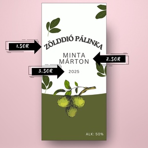 Zölddió pálinka - öntapadós üveg címke - levelekkel és zölddióval - élelmiszer - alkoholos italok - Meska.hu