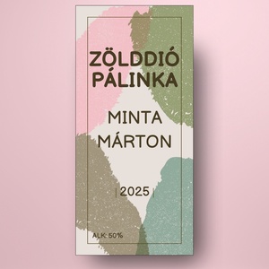 Zölddió pálinka - öntapadós üveg címke - színes foltokkal - élelmiszer - alkoholos italok - Meska.hu