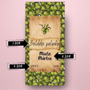 Zölddió pálinka - öntapadós üveg címke -  textúrált zölddiókkal - élelmiszer - alkoholos italok - Meska.hu