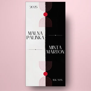 Málna pálinka - öntapadós üveg címke - kontrasztos minimalista dizájn - élelmiszer - alkoholos italok - Meska.hu