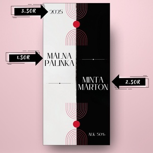 Málna pálinka - öntapadós üveg címke - kontrasztos minimalista dizájn - élelmiszer - alkoholos italok - Meska.hu