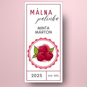 Málna pálinka - öntapadós üveg címke - régiesített kör mintával - élelmiszer - alkoholos italok - Meska.hu