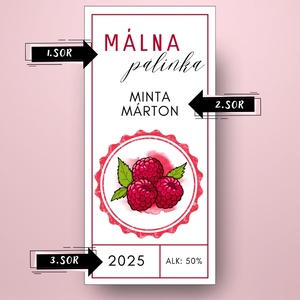 Málna pálinka - öntapadós üveg címke - régiesített kör mintával - élelmiszer - alkoholos italok - Meska.hu