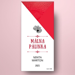 Málna pálinka - öntapadós üveg címke - textúrált háromszöggel - élelmiszer - alkoholos italok - Meska.hu
