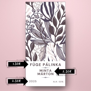 Füge pálinka - öntapadós üveg címke - rajzolt botanikai elemekkel - élelmiszer - alkoholos italok - Meska.hu
