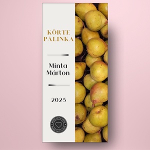 Körte pálinka - öntapadós üveg címke - körte fotóval - élelmiszer - alkoholos italok - Meska.hu