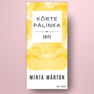 Körte pálinka - öntapadós üveg címke - sárga füst hatással  - élelmiszer - alkoholos italok - Meska.hu