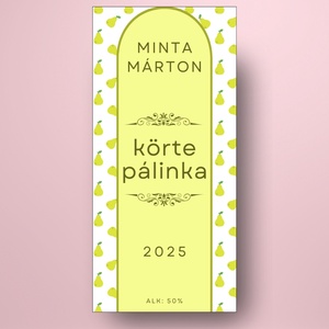 Körte pálinka - öntapadós üveg címke - stilizált apró körtékkel  - élelmiszer - alkoholos italok - Meska.hu