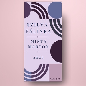 Szilva pálinka - öntapadós üveg címke - modern geometrikus mintával - élelmiszer - alkoholos italok - Meska.hu