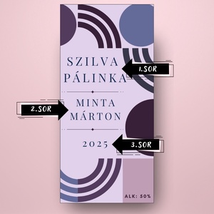 Szilva pálinka - öntapadós üveg címke - modern geometrikus mintával - élelmiszer - alkoholos italok - Meska.hu