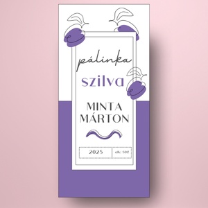 Szilva pálinka - öntapadós üveg címke - vonalrajzolt, minimalista grafikával - élelmiszer - alkoholos italok - Meska.hu
