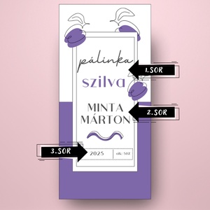 Szilva pálinka - öntapadós üveg címke - vonalrajzolt, minimalista grafikával - élelmiszer - alkoholos italok - Meska.hu