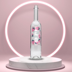 Szamóca pálinka - öntapadós üveg címke - rózsaszín rajzolt szamócákkal , Élelmiszer, Alkoholos italok, , MESKA