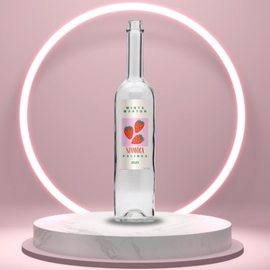 Szamóca pálinka - öntapadós üveg címke - szögletes szamócákkal, Élelmiszer, Alkoholos italok, , MESKA