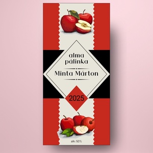 Alma pálinka - öntapadós üveg címke - kézzel illusztrált almákkal - élelmiszer - alkoholos italok - Meska.hu