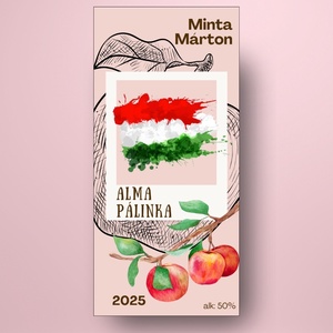 Alma pálinka - öntapadós üveg címke - rajzolt almával és magyar zászlóval - élelmiszer - alkoholos italok - Meska.hu