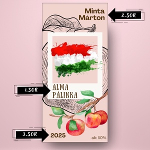 Alma pálinka - öntapadós üveg címke - rajzolt almával és magyar zászlóval - élelmiszer - alkoholos italok - Meska.hu