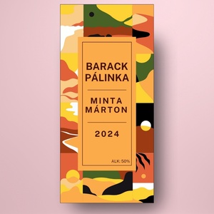 Barack pálinka - öntapadós üveg címke - absztrakt geometrikus mintával  - élelmiszer - alkoholos italok - Meska.hu
