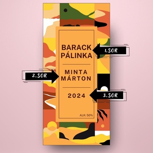 Barack pálinka - öntapadós üveg címke - absztrakt geometrikus mintával  - élelmiszer - alkoholos italok - Meska.hu
