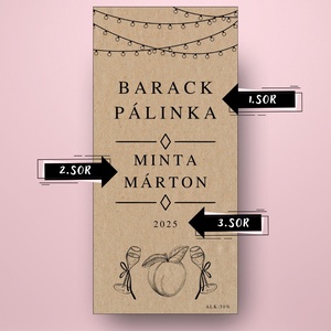 Barack pálinka - öntapadós üveg címke - kraft papír hatású - élelmiszer - alkoholos italok - Meska.hu