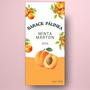 Barack pálinka - öntapadós üveg címke - leveles barackokkal - élelmiszer - alkoholos italok - Meska.hu