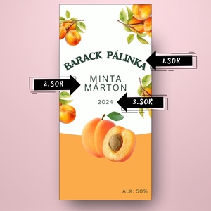 Barack pálinka - öntapadós üveg címke - leveles barackokkal - élelmiszer - alkoholos italok - Meska.hu