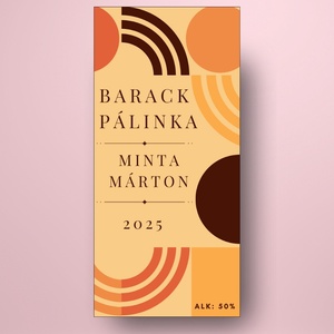 Barack pálinka - öntapadós üveg címke - modern geometrikus mintával - élelmiszer - alkoholos italok - Meska.hu