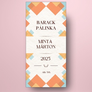 Barack pálinka - öntapadós üveg címke - pasztell színek papír textúrával - élelmiszer - alkoholos italok - Meska.hu