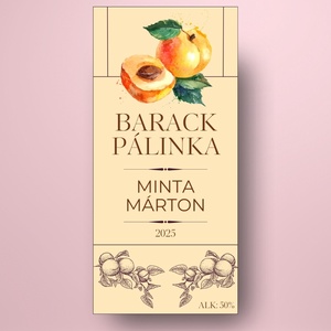 Barack pálinka - öntapadós üveg címke - rusztikus hatású - élelmiszer - alkoholos italok - Meska.hu