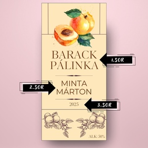 Barack pálinka - öntapadós üveg címke - rusztikus hatású - élelmiszer - alkoholos italok - Meska.hu