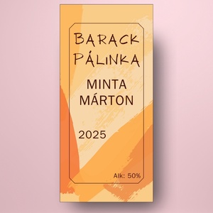 Barack pálinka - öntapadós üveg címke - sárga ecsetvonásokkal - élelmiszer - alkoholos italok - Meska.hu