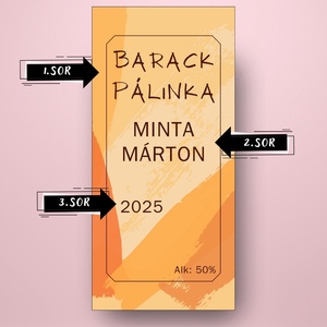 Barack pálinka - öntapadós üveg címke - sárga ecsetvonásokkal - élelmiszer - alkoholos italok - Meska.hu