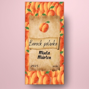 Barack pálinka - öntapadós üveg címke -  textúrált barackokkal  - élelmiszer - alkoholos italok - Meska.hu