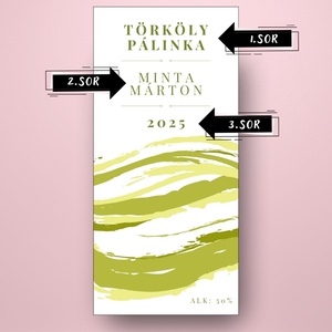 Törköly pálinka - öntapadós üveg címke -  festett hullám mintával - élelmiszer - alkoholos italok - Meska.hu