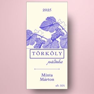 Törköly pálinka - öntapadós üveg címke -  lila szőlőtőkékkel - élelmiszer - alkoholos italok - Meska.hu