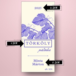 Törköly pálinka - öntapadós üveg címke -  lila szőlőtőkékkel - élelmiszer - alkoholos italok - Meska.hu