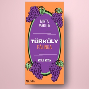 Törköly pálinka - öntapadós üveg címke -  fekete szőlő rajzzal  - élelmiszer - alkoholos italok - Meska.hu