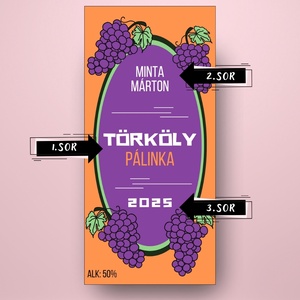 Törköly pálinka - öntapadós üveg címke -  fekete szőlő rajzzal  - élelmiszer - alkoholos italok - Meska.hu