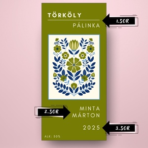 Törköly pálinka - öntapadós üveg címke -  néprajzi elemek modern stílusban - élelmiszer - alkoholos italok - Meska.hu