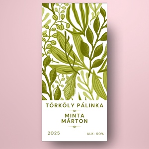 Törköly pálinka - öntapadós üveg címke -  rajzolt botanikai elemekkel - élelmiszer - alkoholos italok - Meska.hu