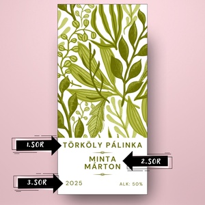 Törköly pálinka - öntapadós üveg címke -  rajzolt botanikai elemekkel - élelmiszer - alkoholos italok - Meska.hu